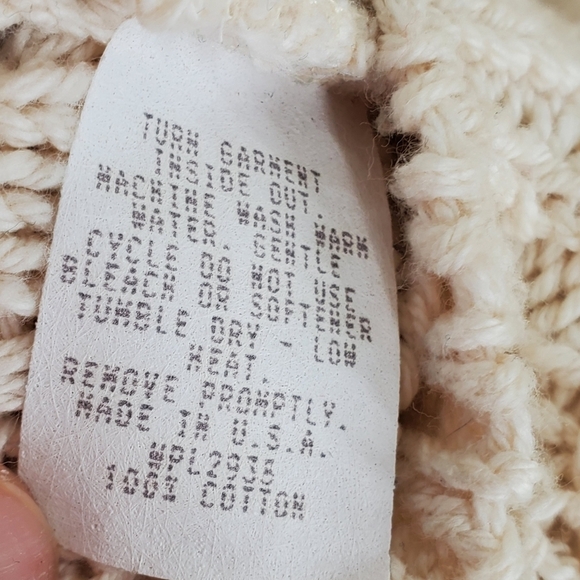 Vtg Alps Cardigan Sweater L Ivory Cotton Grandmacore Button-Up Needlepoint 80s - Picture 12 of 15